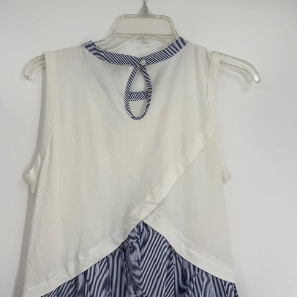 J. Crew Peplum Tulip-back Top size XS Blue White Stripe NWT Sleeveless
